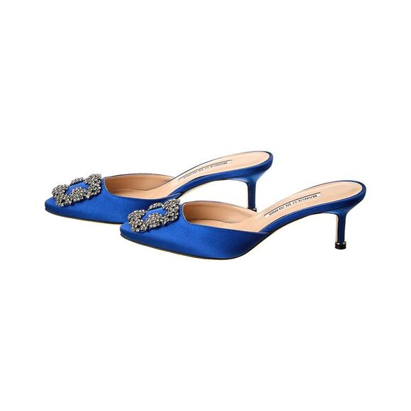 Manolo Blahnik Hangisimu 50 Satin Pump (Authentic Pre-Loved), Blue - Picture 2 of 5